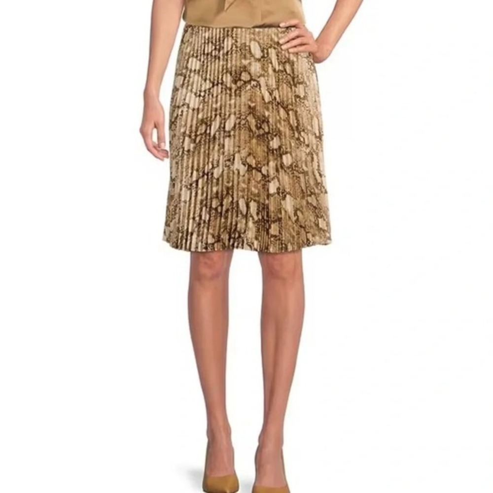 NWT Ralph Lauren Snakeskin Print Pleated Charmeuse Skirt Size‎ 16